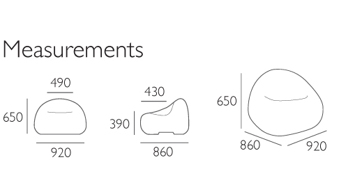Gumball armchair — Dimensions